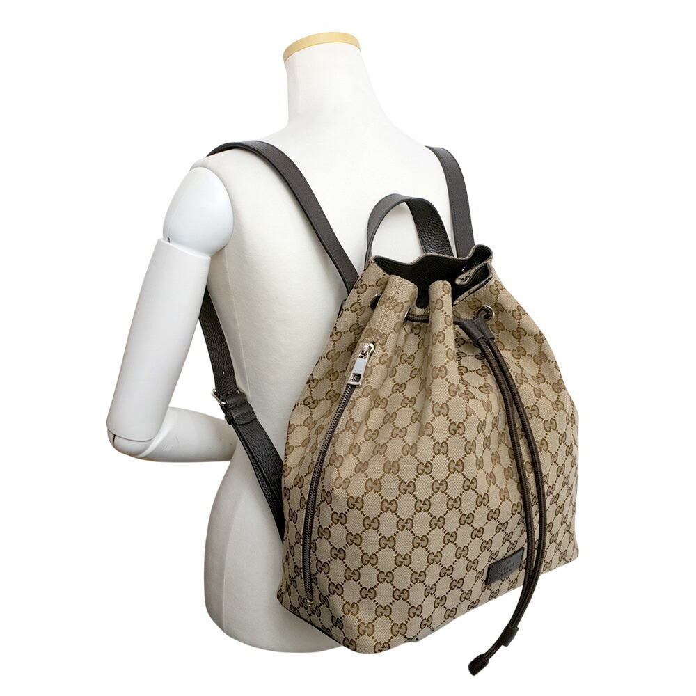 Gucci Backpack Drawstring Rucksack Daypack Gg Bei… - image 7